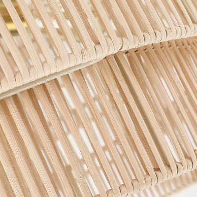 Piersan 5-Light Modern Bohemian Chandelier with Tiered Rattan Shade - 26 in. W