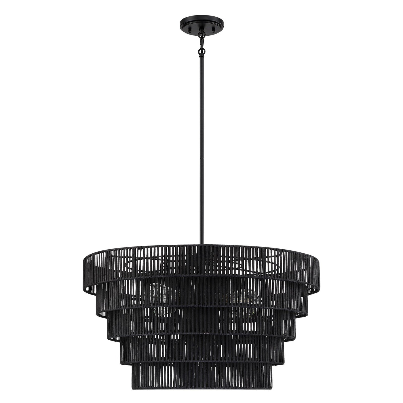 Piersan 5-Light Modern Bohemian Chandelier with Tiered Rattan Shade - 26 in. W