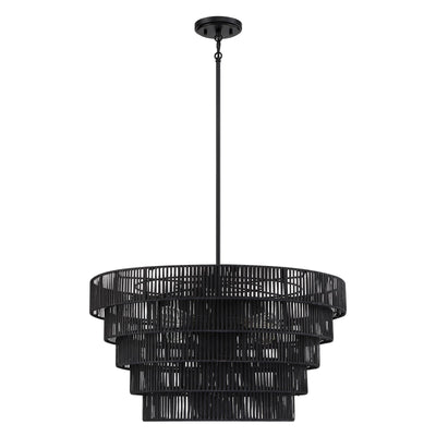 Piersan 5-Light Modern Bohemian Chandelier with Tiered Rattan Shade - 26 in. W