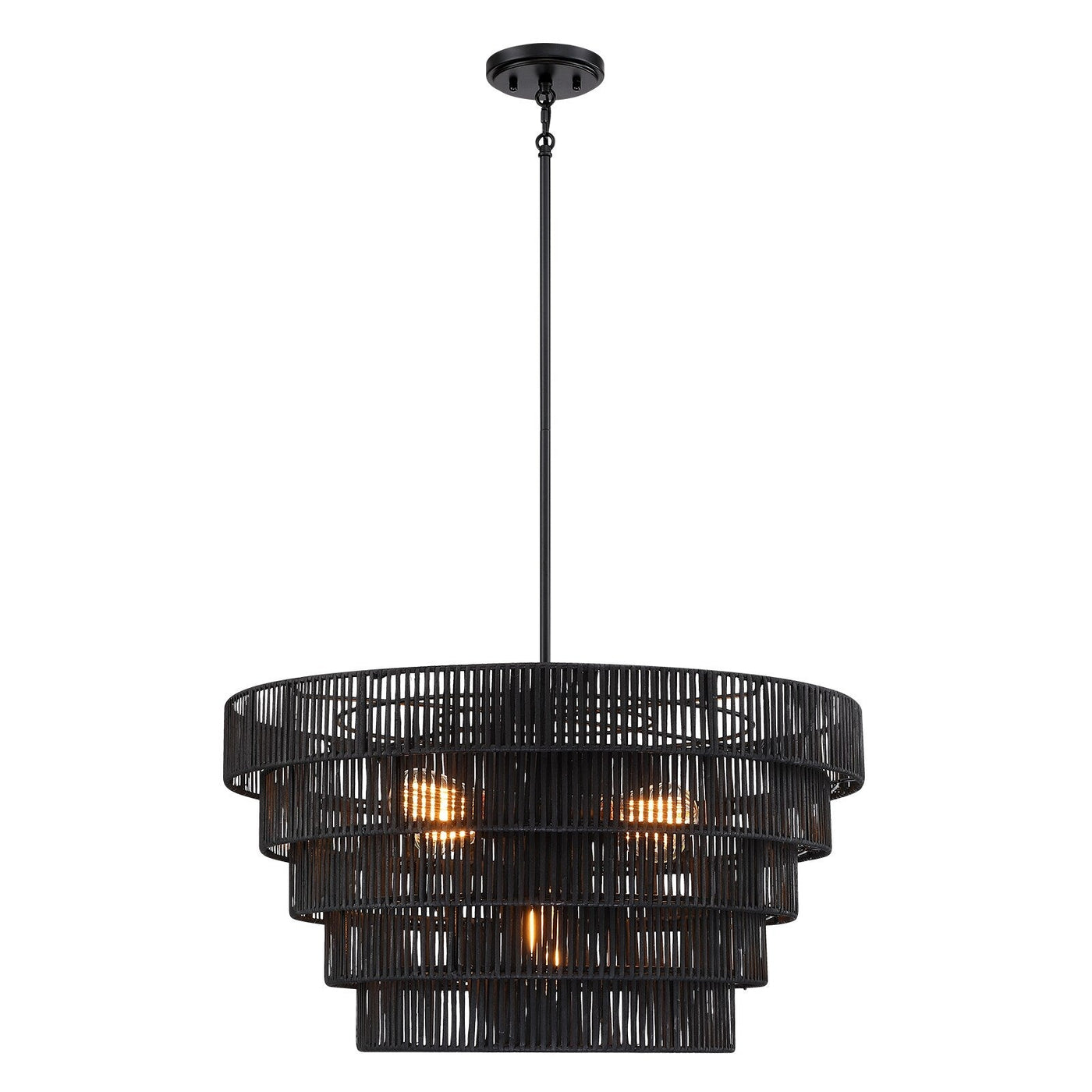Piersan 5-Light Modern Bohemian Chandelier with Tiered Rattan Shade - 26 in. W