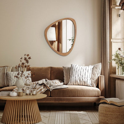 Pine Frame Cobblestone Shaped Asymmetrical Wall Mirror