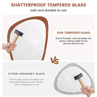 Pine Frame Cobblestone Shaped Asymmetrical Wall Mirror