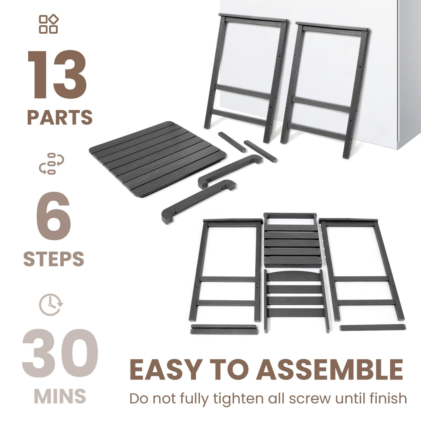 Plastic Tall adirondack Chair Set Of 3-Piece Patio Conversation Set