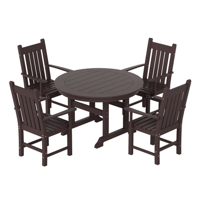 Polytrends Laguna Hdpe All Weather Outdoor Patio Dining Set with Round Table, Armchairs (5-Piece Set)