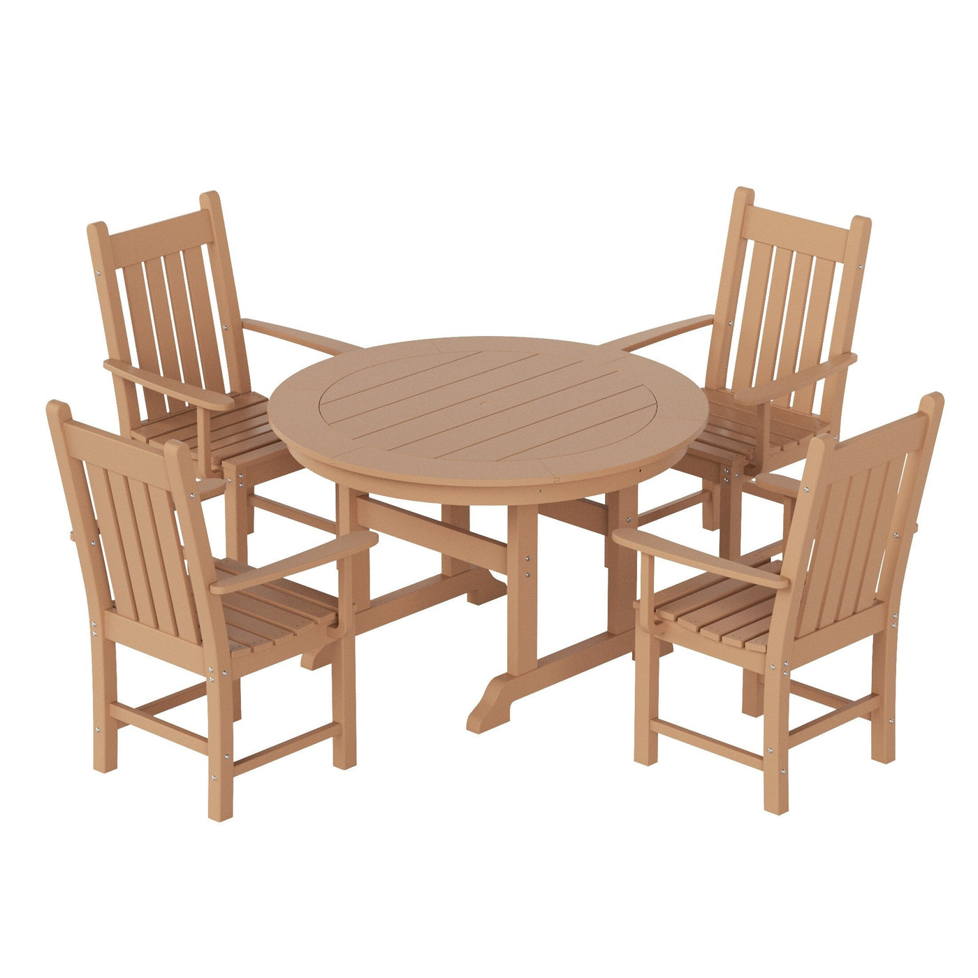 Polytrends Laguna Hdpe All Weather Outdoor Patio Dining Set with Round Table, Armchairs (5-Piece Set)