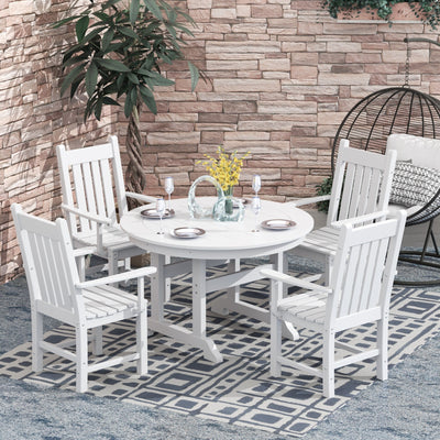 Polytrends Laguna Hdpe All Weather Outdoor Patio Dining Set with Round Table, Armchairs (5-Piece Set)