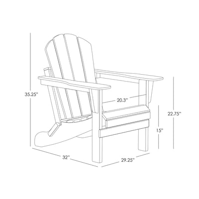Polytrends Laguna Hdpe All Weather Outdoor Patio Foldable Adirondack Chair With Ottoman (2-Piece Set)