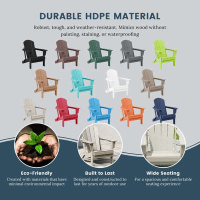 Polytrends Laguna Fade Resistant All Weather Outdoor Patio Folding Adirondack Chair