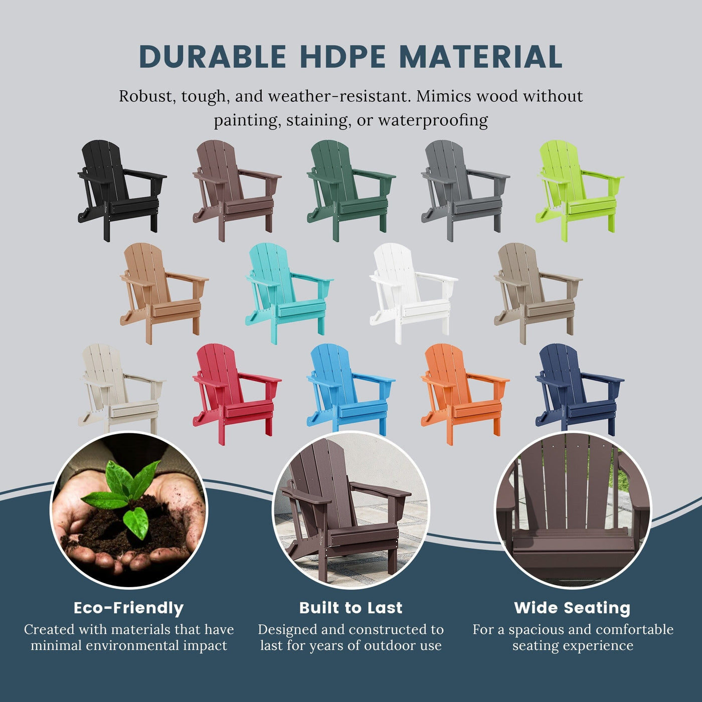 Polytrends Laguna Weather Resistant Outdoor Patio Folding Adirondack Chairs (Set of 2)