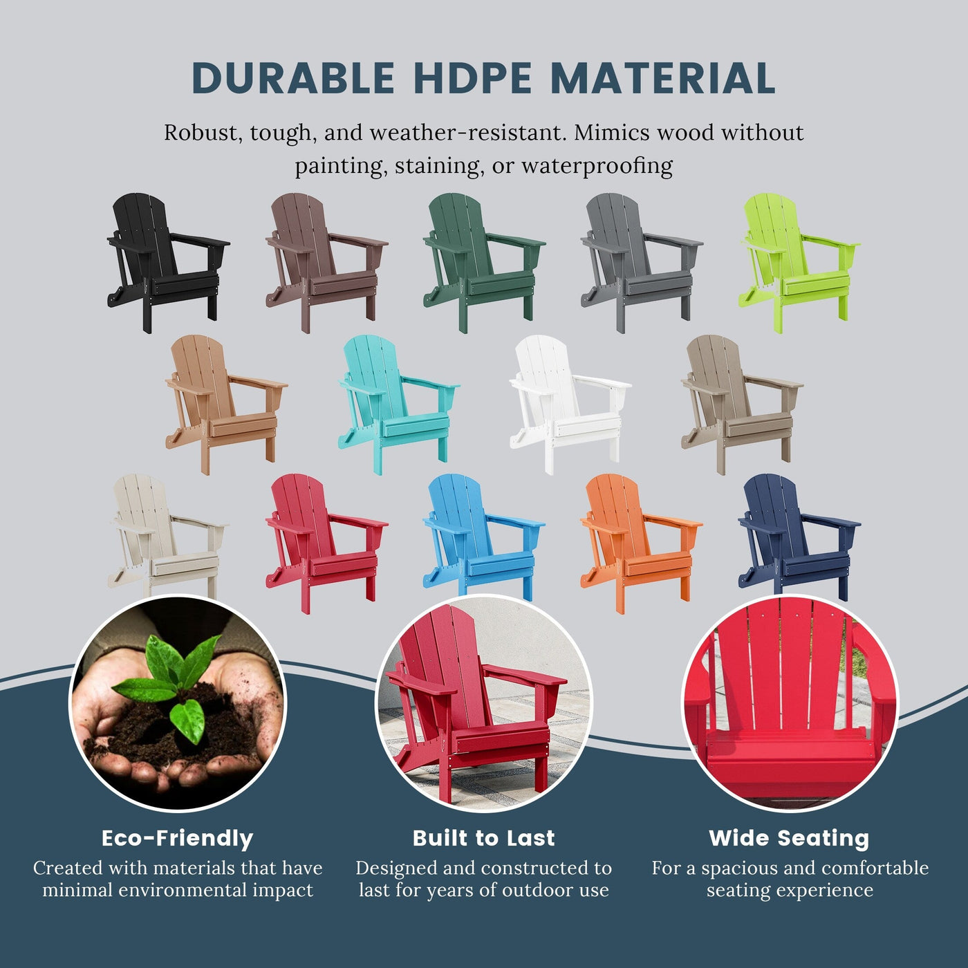 Polytrends Laguna Weather Resistant Outdoor Patio Folding Adirondack Chairs (Set of 2)