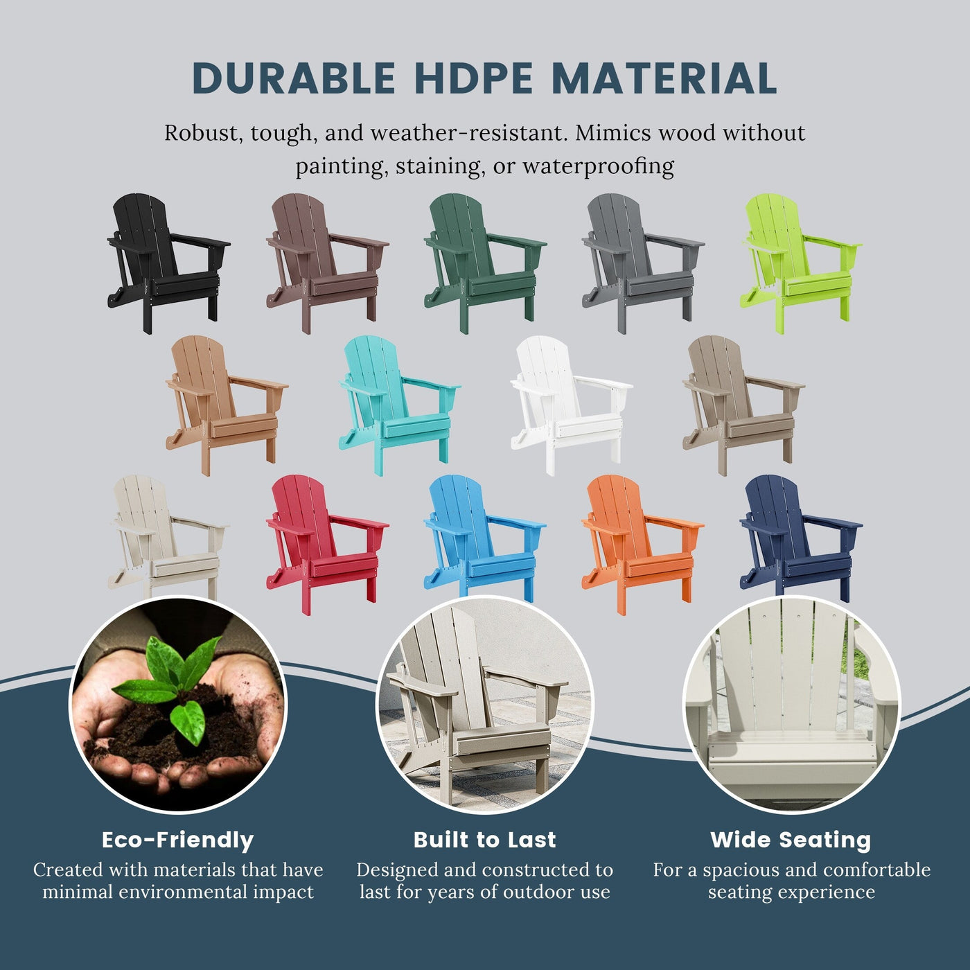 Polytrends Laguna Weather Resistant Outdoor Patio Folding Adirondack Chairs (Set of 4)