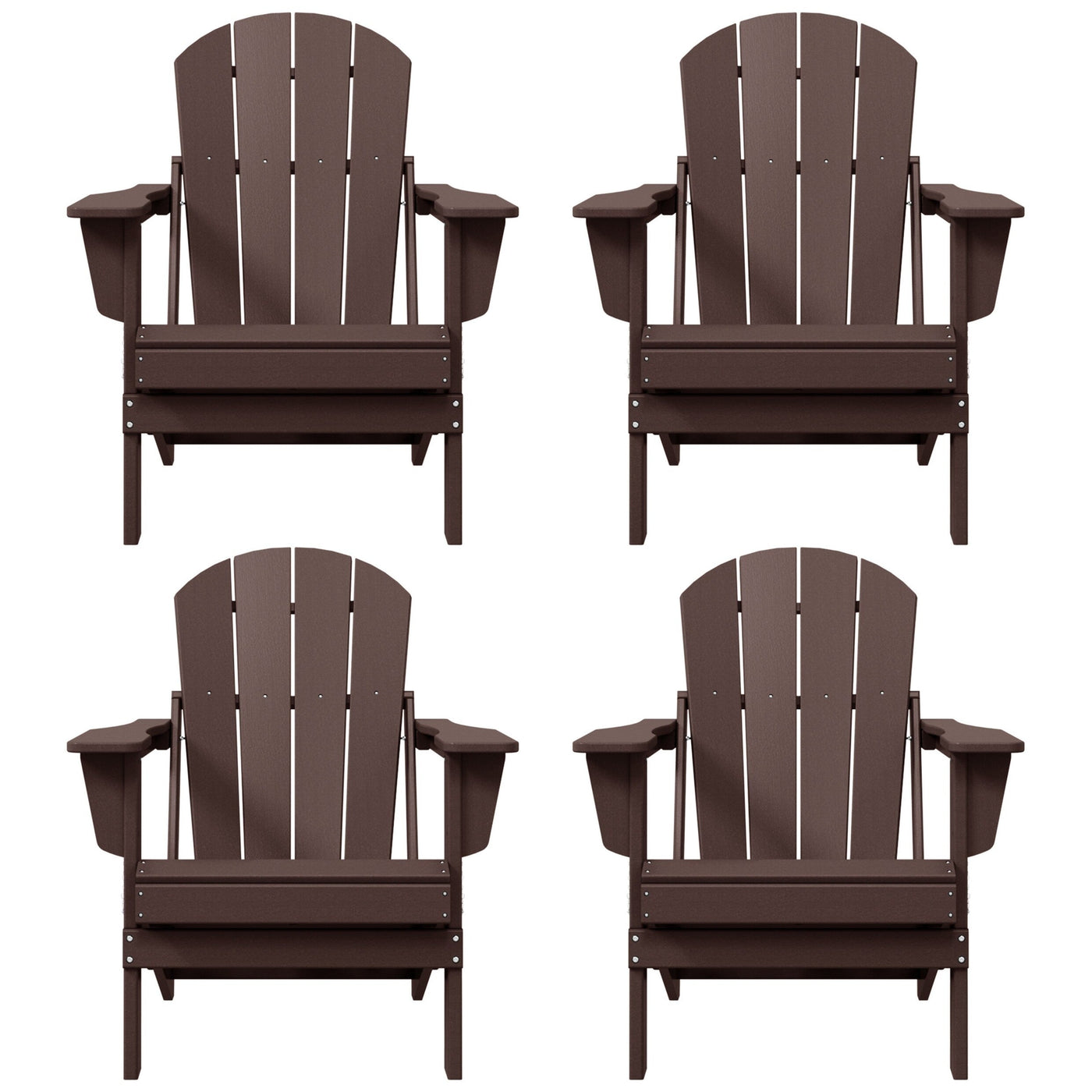 Polytrends Laguna Weather Resistant Outdoor Patio Folding Adirondack Chairs (Set of 4)