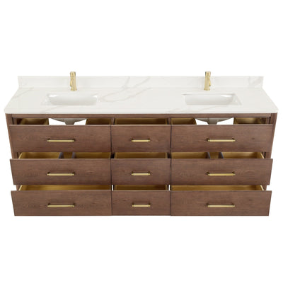 Porto Bath Vanity with White Quartz Stone Top without Mirror