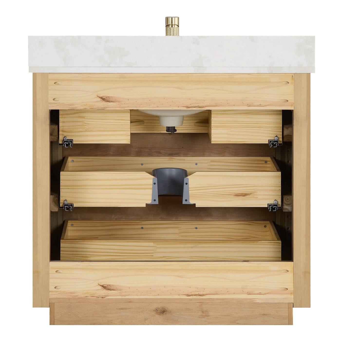 Porto Bath Vanity with White Quartz Stone Top without Mirror