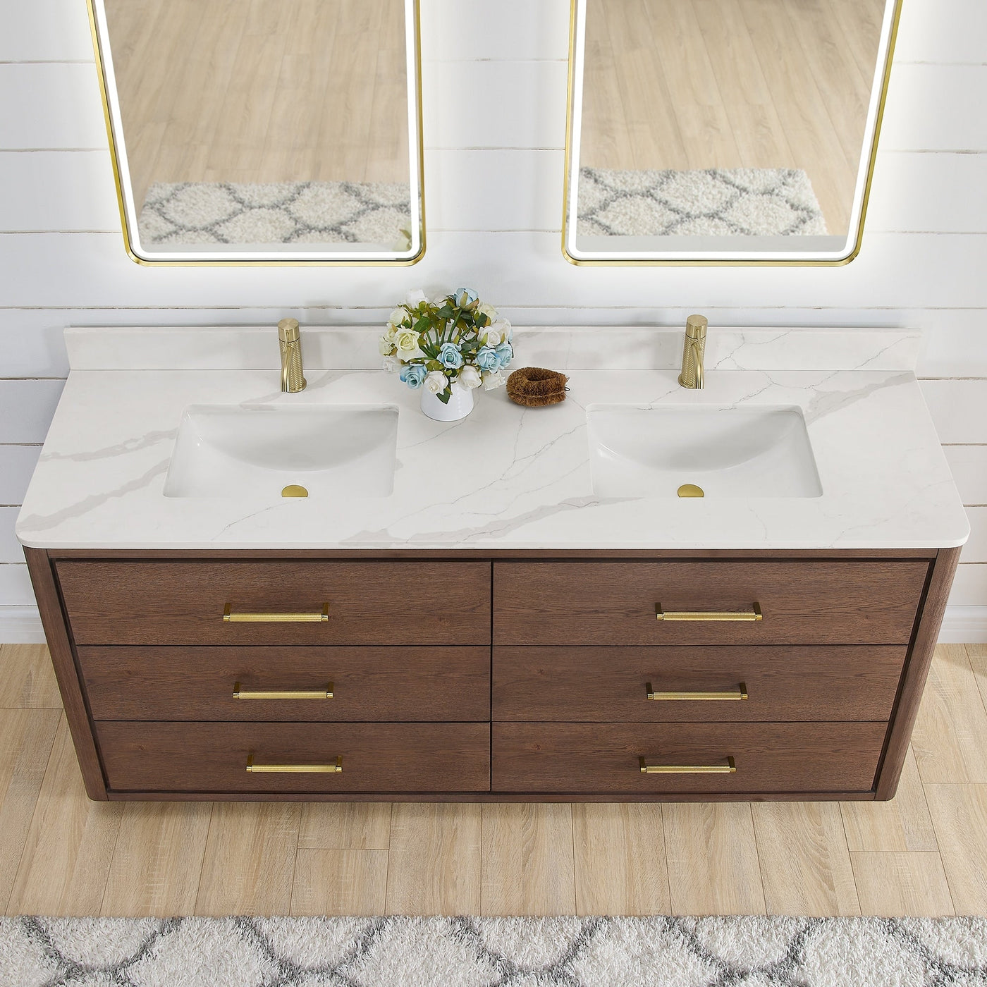 Porto Bath Vanity with White Quartz Stone Top without Mirror