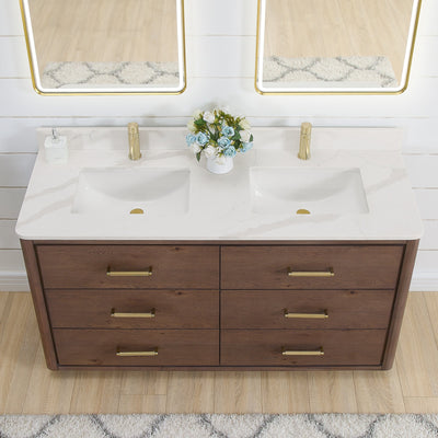 Porto Bath Vanity with White Quartz Stone Top without Mirror