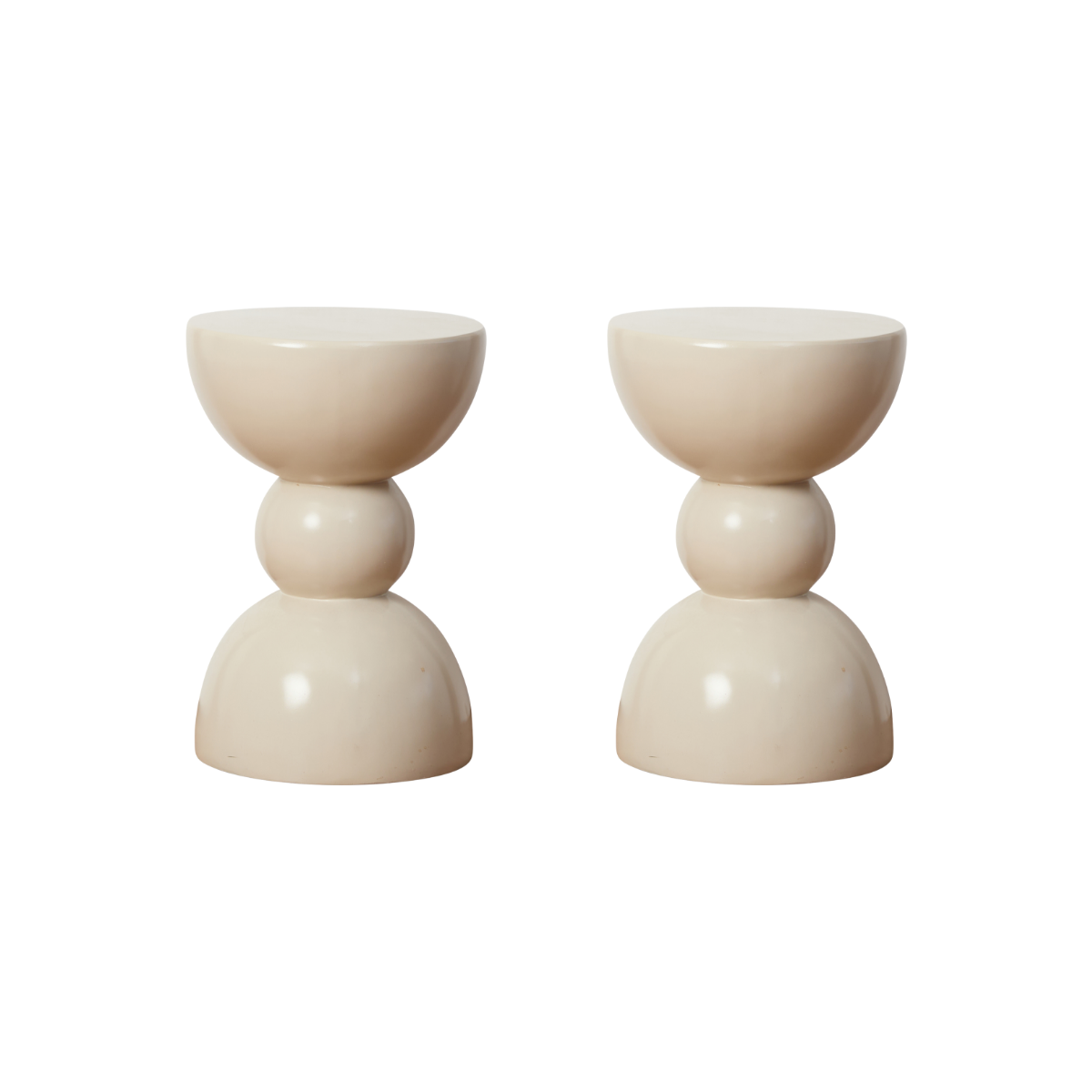 Emilio Outdoor Side Table - Beige Gloss Set of Two Bundle