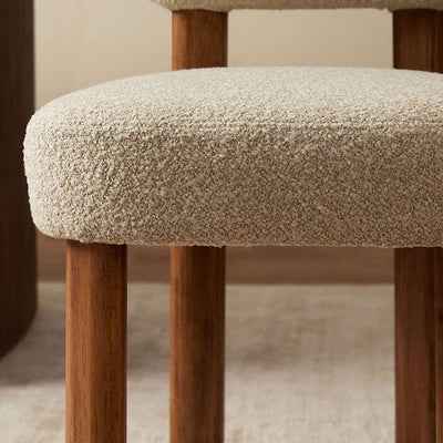 Coco Boucle Dining Chair - Set of 2 - Cream/Walnut