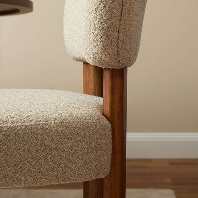 Coco Boucle Dining Chair - Set of 2 - Cream/Walnut