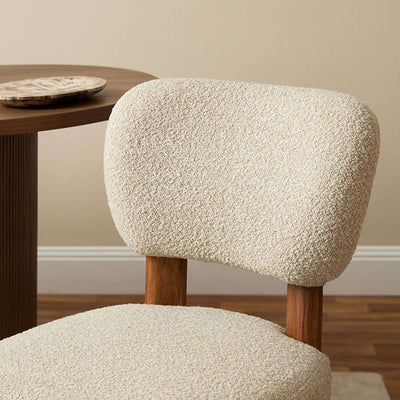 Coco Boucle Dining Chair - Set of 2 - Cream/Walnut