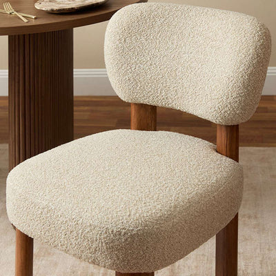 Coco Boucle Dining Chair - Set of 2 - Cream/Walnut