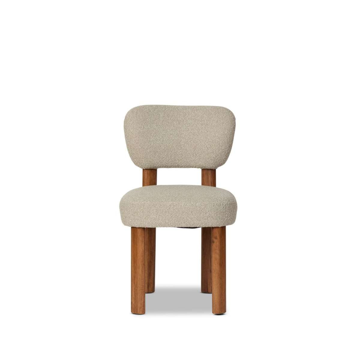 Coco Boucle Dining Chair - Set of 2 - Cream/Walnut