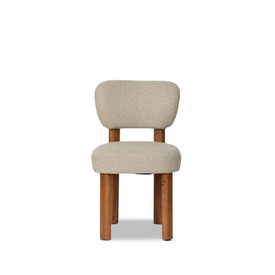Coco Boucle Dining Chair - Set of 2 - Cream/Walnut
