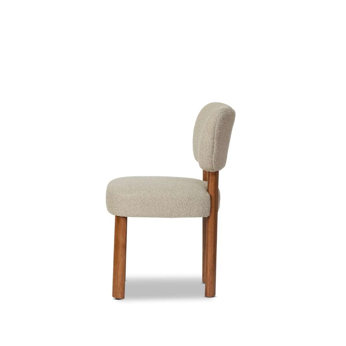 Coco Boucle Dining Chair - Set of 2 - Cream/Walnut