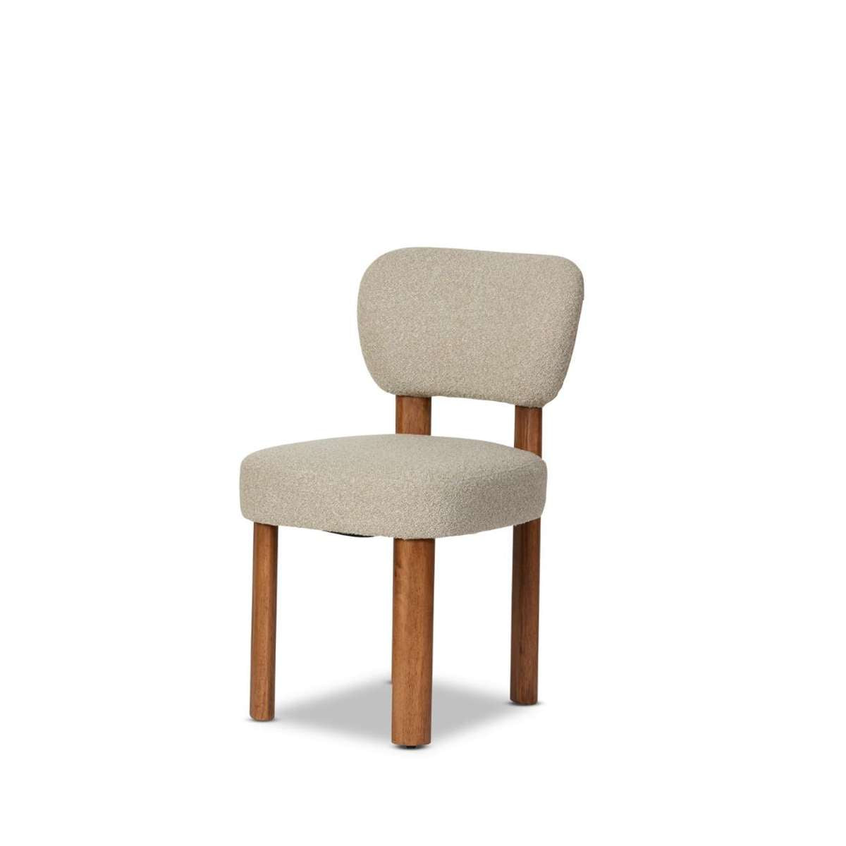 Coco Boucle Dining Chair - Set of 2 - Cream/Walnut