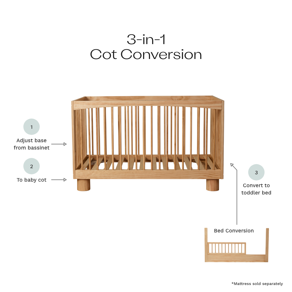Addison Natural 3-in-1 Cot Conversion Bundle