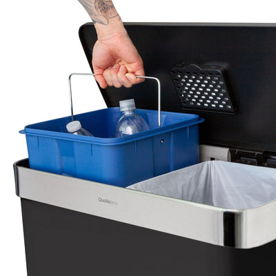 Qualiazero 16 Gal (8 Gal dual unit) Rectangular Recycle Step Can - Stainless Steel