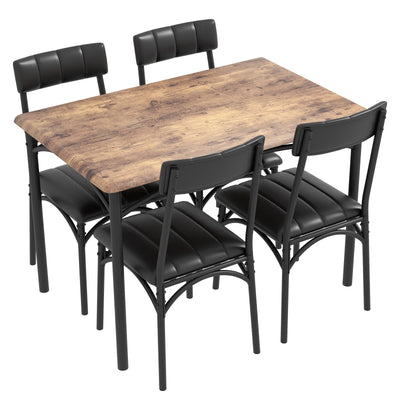 Rectangular Dining Table Set for 4 with Upholstered Chairs