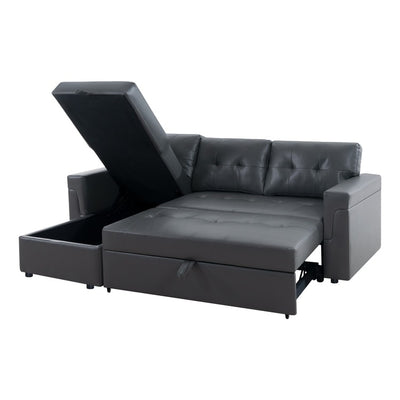 Convertible Reversible Sectional Sofa with Pull-Out Sleeper Bed, Hidden Storage Chaise, and Durable Legs