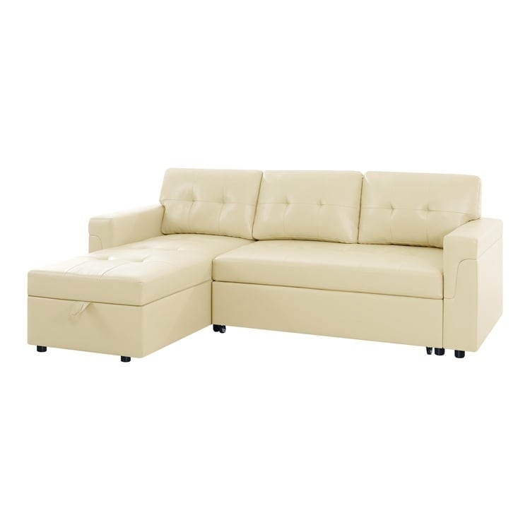 Convertible Reversible Sectional Sofa with Pull-Out Sleeper Bed, Hidden Storage Chaise, and Durable Legs
