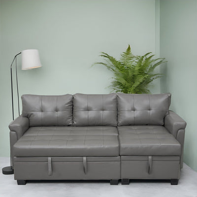 Reversible Sectional Sofa with Pull-Out Sleeper Bed, Hidden Storage Chaise, Durable Legs,