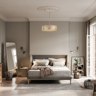 River of Goods Bryar Brass and Crystal 23.5W 3-Light Chandelier - 23.5 x 23.5 x 61.5