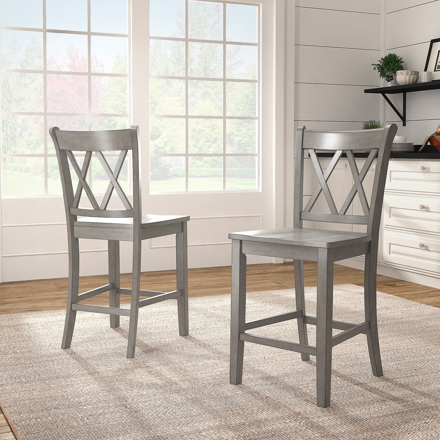 Ronda Double X-Back Counter Height Chairs (Set of 2)