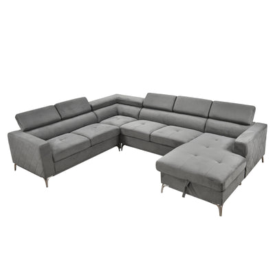Roomfitters 122 Oversized Sectional Sofa Couch with Chaise Storage, Contemporary U-Shaped 7-Seater Sofa