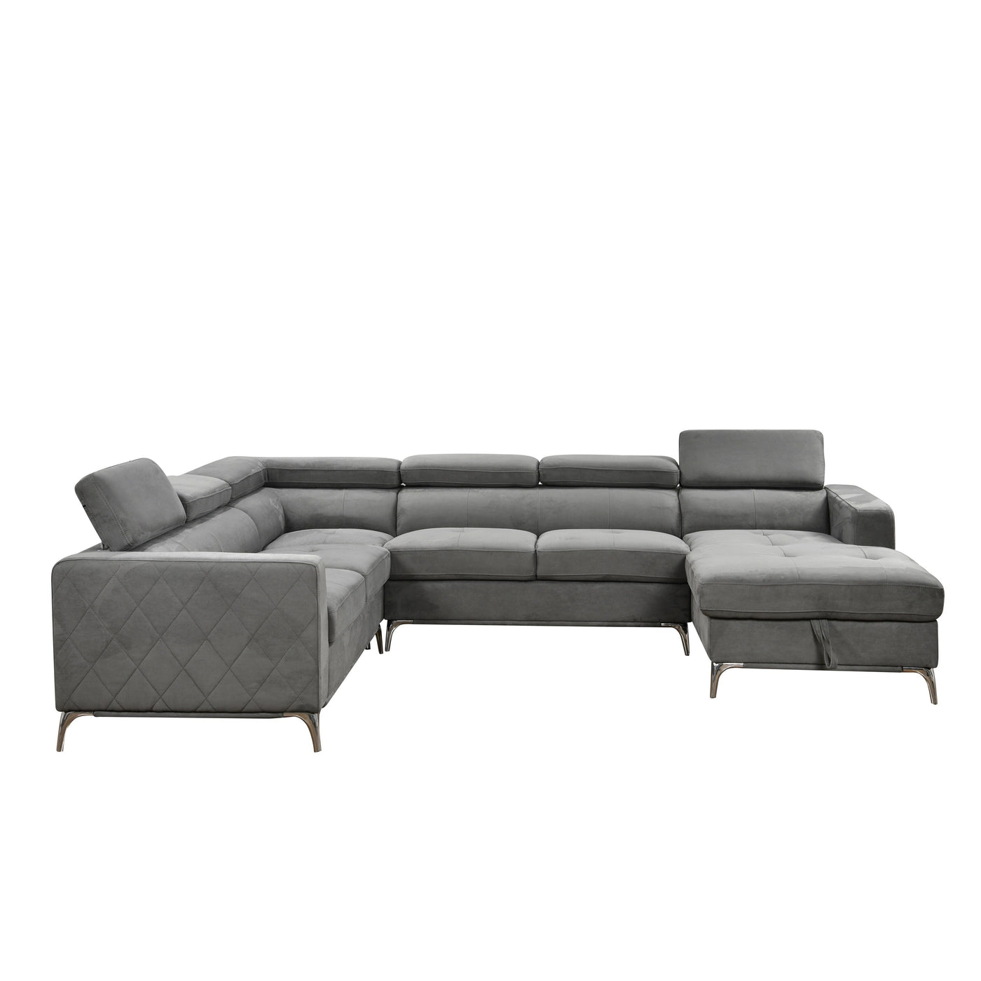 Roomfitters 122 Oversized Sectional Sofa Couch with Chaise Storage, Contemporary U-Shaped 7-Seater Sofa