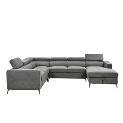 Roomfitters 122 Oversized Sectional Sofa Couch with Chaise Storage, Contemporary U-Shaped 7-Seater Sofa