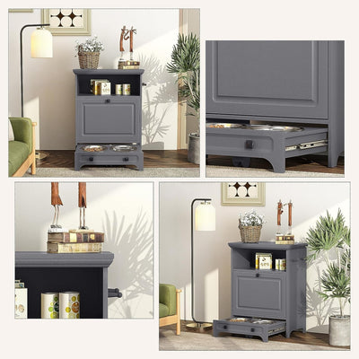 Roomfitters Dog Feeding Station with 2 Elevated Dog Bowls, Tilt Out Pet Feeding Cabinet Station