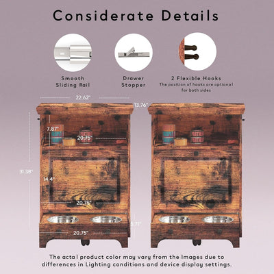 Roomfitters Dog Feeding Station with 2 Elevated Dog Bowls, Tilt Out Pet Feeding Cabinet Station