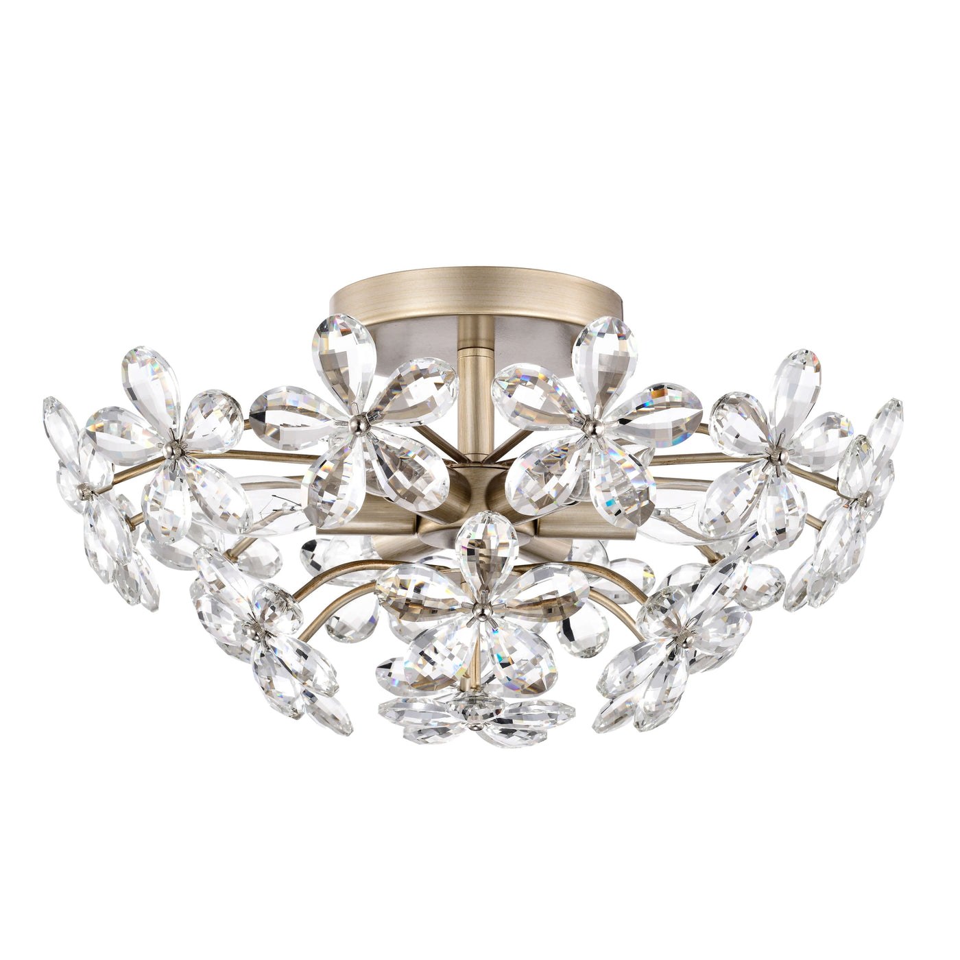Rosa 6-Light Brushed Silver-ish Champagne Flower Crystal Flush Mount - 17.7 inches in diameter x 8.7 inches H