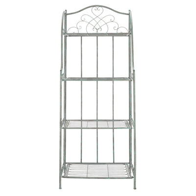 SAFAVIEH Bryn Victorian Wrought Iron 4-Tier Outdoor Bakers Rack - 25 In. W x 15 In. D x 63 In. H - 25W x 15D x 63H