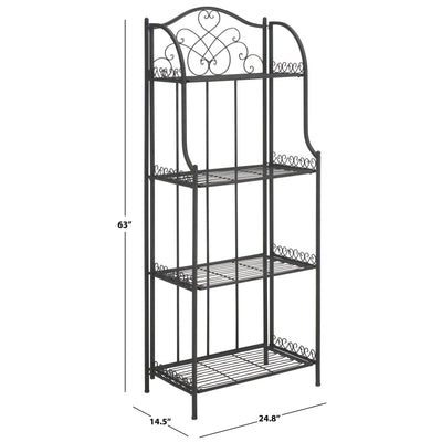 SAFAVIEH Bryn Victorian Wrought Iron 4-Tier Outdoor Bakers Rack - 25 In. W x 15 In. D x 63 In. H - 25W x 15D x 63H