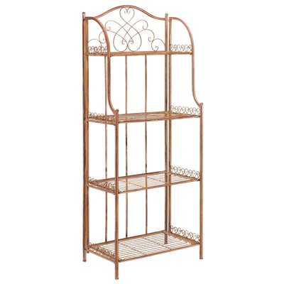 SAFAVIEH Bryn Victorian Wrought Iron 4-Tier Outdoor Bakers Rack - 25 In. W x 15 In. D x 63 In. H - 25W x 15D x 63H