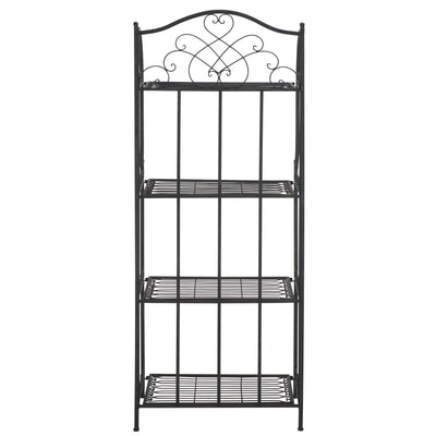SAFAVIEH Bryn Victorian Wrought Iron 4-Tier Outdoor Bakers Rack - 25 In. W x 15 In. D x 63 In. H - 25W x 15D x 63H