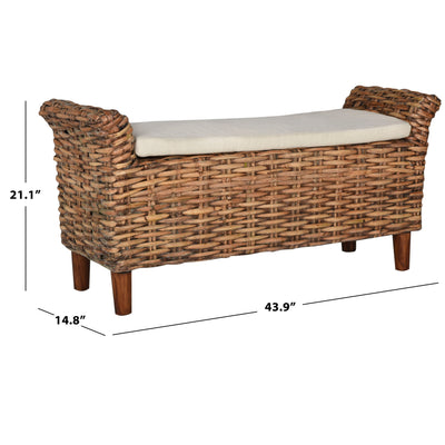 SAFAVIEH Danna Brown Bench - 43.9 x 14.8 x 21.1 - 44W x 15D x 21H