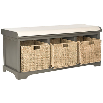 SAFAVIEH Eola Grey/ White Storage Bench - 47 x 16.1 x 19.9 - 47Wx16Dx20H