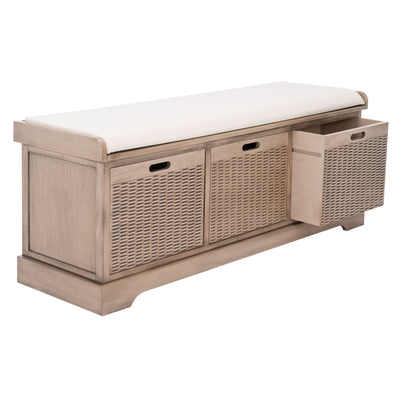 SAFAVIEH Fiorello 3-Drawer with Cushion Storage Bench - 47.3 W x 15 L x 19 H - 47Wx15Dx19H